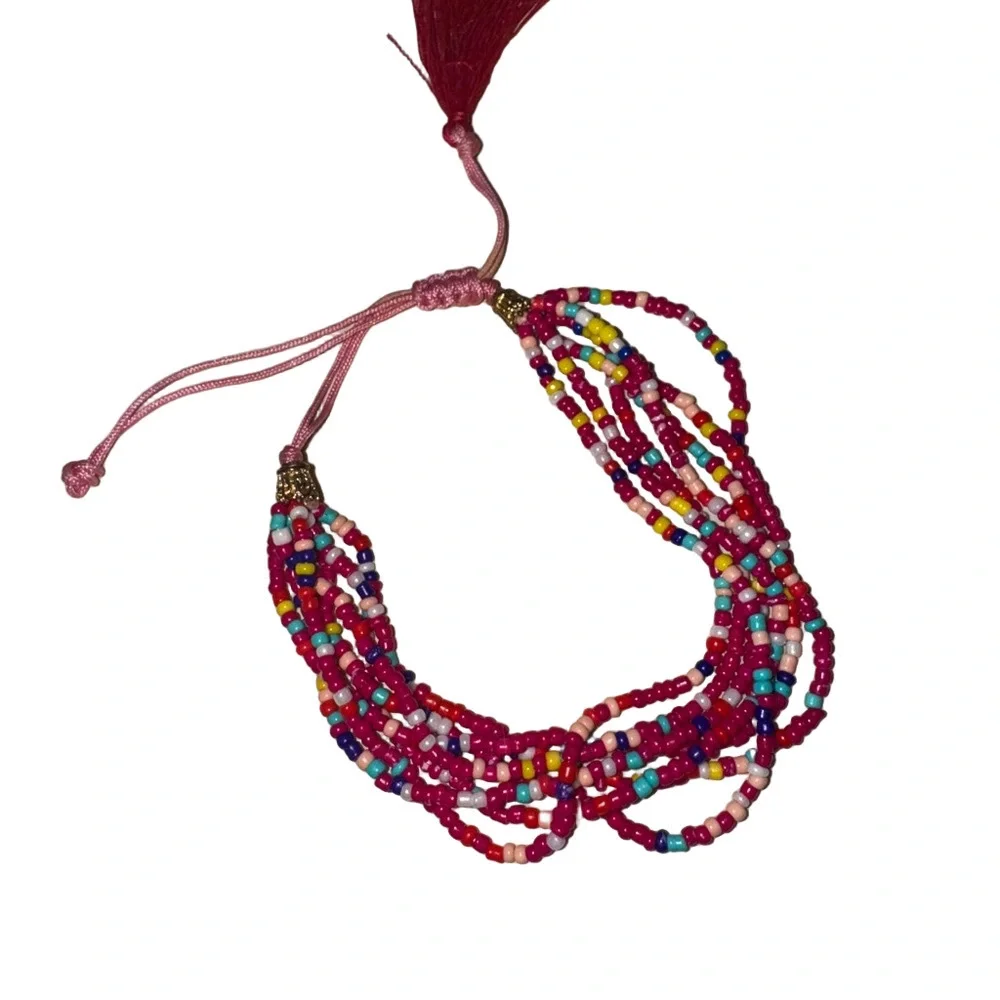 Multicolor Beaded Bracelet adjustable multi strands